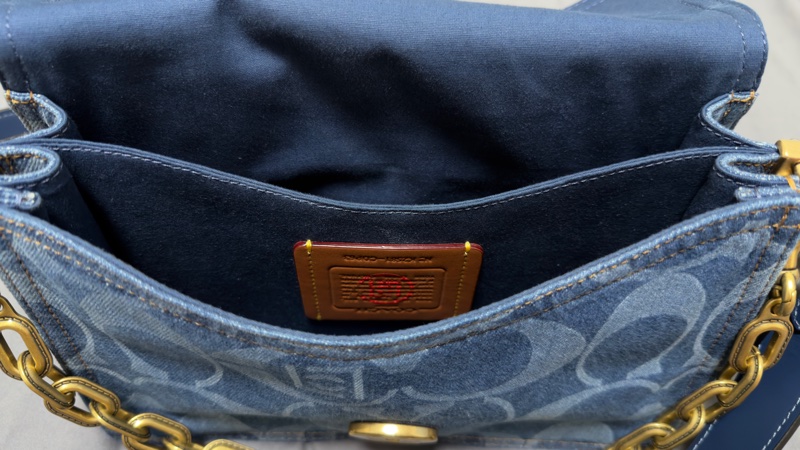 TABBY 經典 SIGNATURE 大號 丹寧布 COACH CLOT 鏈帶單肩手袋-3