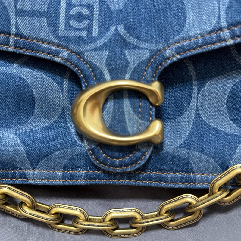 TABBY 經典 SIGNATURE 大號 丹寧布 COACH CLOT 鏈帶單肩手袋-9