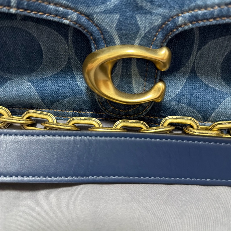 TABBY 經典 SIGNATURE 大號 丹寧布 COACH CLOT 鏈帶單肩手袋-11