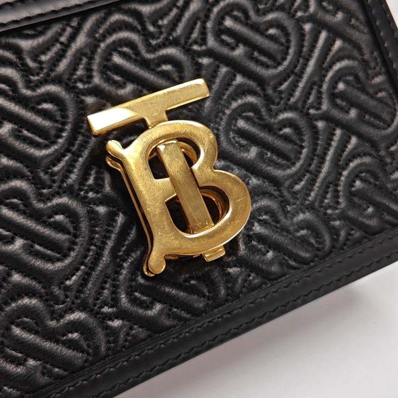 Burberry TB 迷你 黑色牛皮TB單肩包斜挎包 金色五金 可拆卸肩帶-6