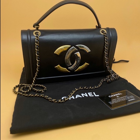 【絕版罕有款✨不怕撞包❤️全網獨有✨】香奈兒 CHANEL 黑色金扣大logo單肩斜挎鏈條包