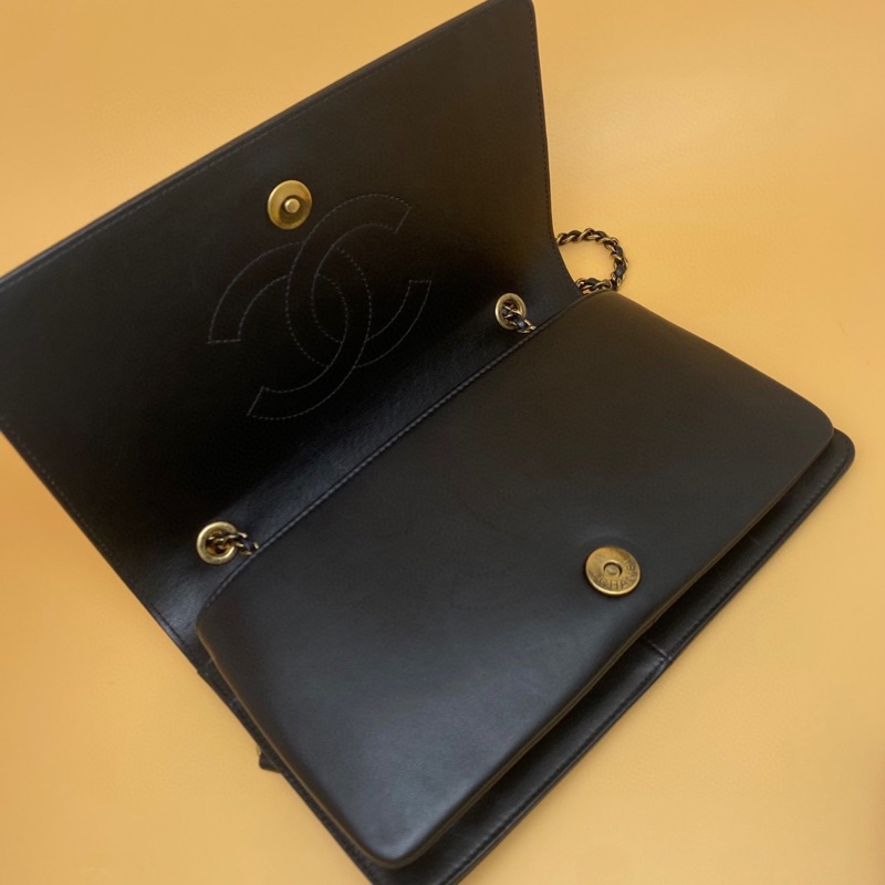【絕版罕有款✨不怕撞包❤️全網獨有✨】香奈兒 CHANEL 黑色金扣大logo單肩斜挎鏈條包-3