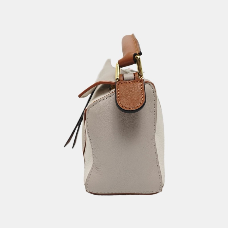 LOEWE Puzzle 迷你 拼色牛皮幾何包單肩包 金色五金 可拆卸肩帶 配件齊全-1