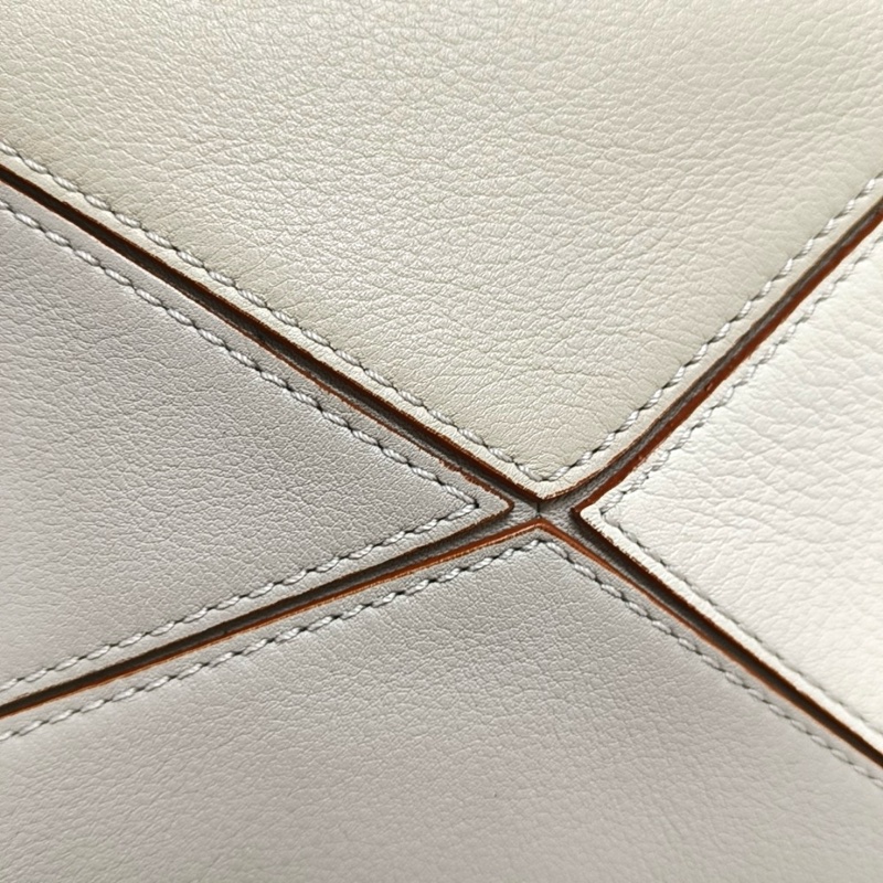 LOEWE Puzzle 迷你 拼色牛皮幾何包單肩包 金色五金 可拆卸肩帶 配件齊全-7