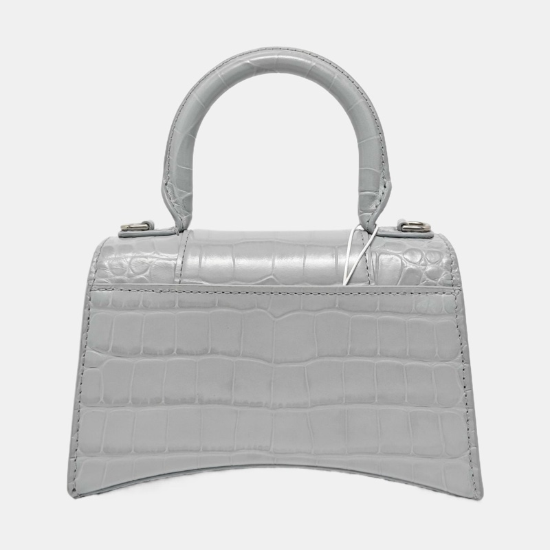 BALENCIAGA Hourglass 超小號 藍灰色牛皮鰐魚紋沙漏包手挽袋-3