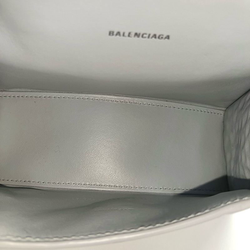 BALENCIAGA Hourglass 超小號 藍灰色牛皮鰐魚紋沙漏包手挽袋-5