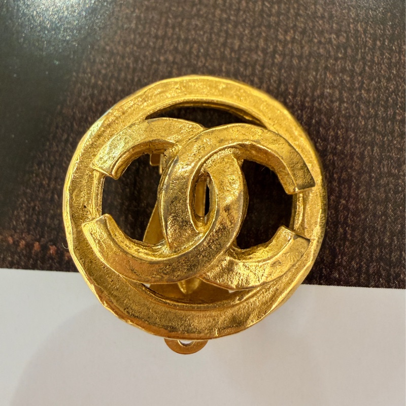 Chanel 復古經典Logo金色耳飾-7