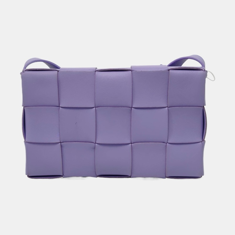 BOTTEGA VENETA Cassette 中號 紫色羊皮編織斜背包-3