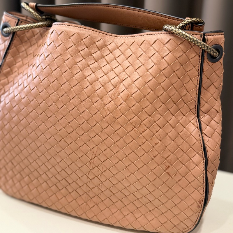BOTTEGA VENETA 寶緹嘉Bv編織小羊皮單肩包牡丹粉-2