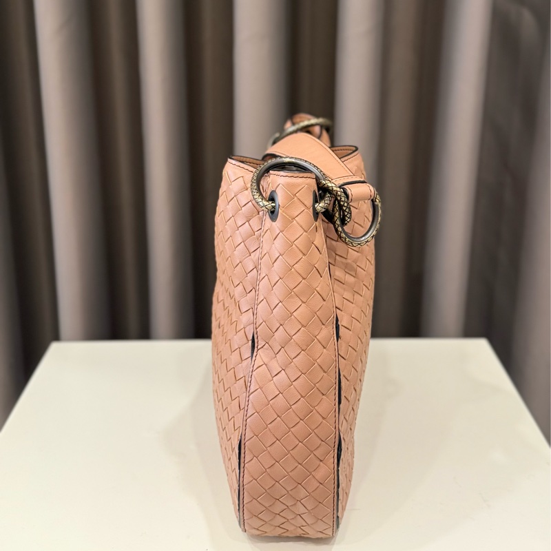 BOTTEGA VENETA 寶緹嘉Bv編織小羊皮單肩包牡丹粉-4
