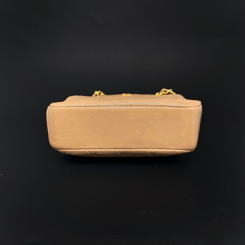 【小可愛系列🥰奶茶配色🧋】Chanel 香奈兒 奶茶色金扣vintage 中古包 鏈條包-3