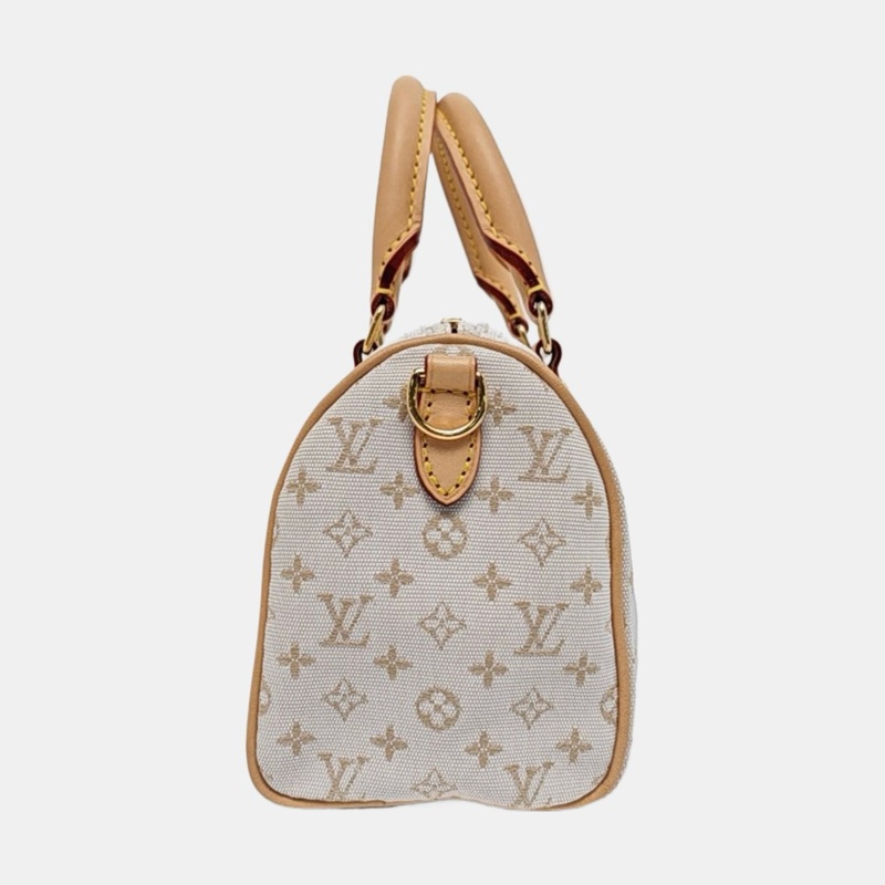 LOUIS VUITTON SPEEDY 20 白色帆布老花提花斜背包-1