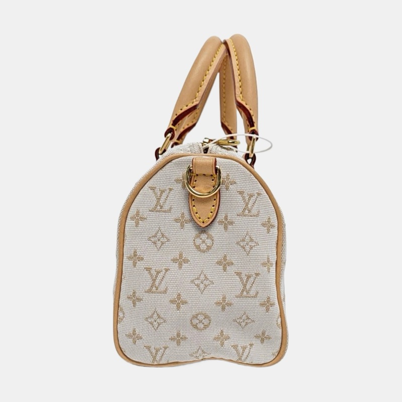 LOUIS VUITTON SPEEDY 20 白色帆布老花提花斜背包-2