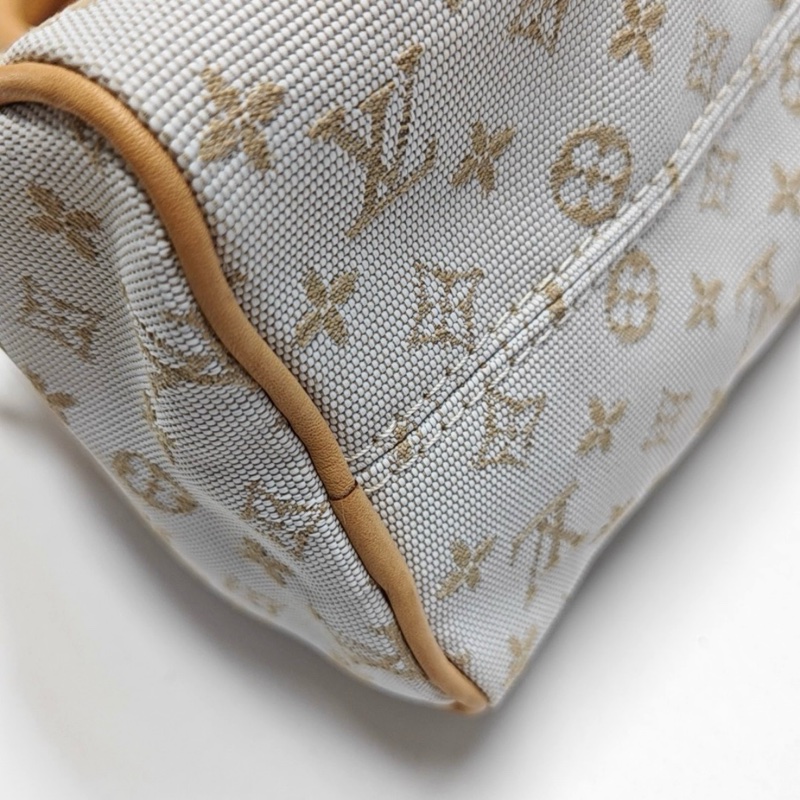 LOUIS VUITTON SPEEDY 20 白色帆布老花提花斜背包-6