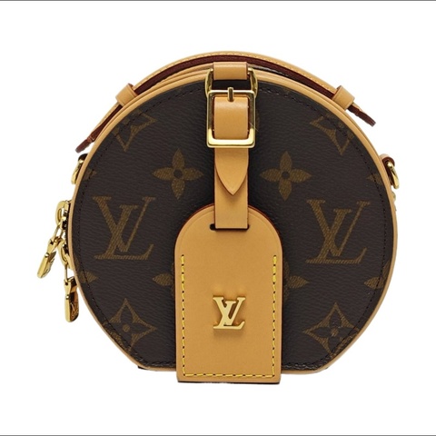 LOUIS VUITTON BOITE CHAPEAU迷你 棕色塗層帆布老花圓餅包斜背包