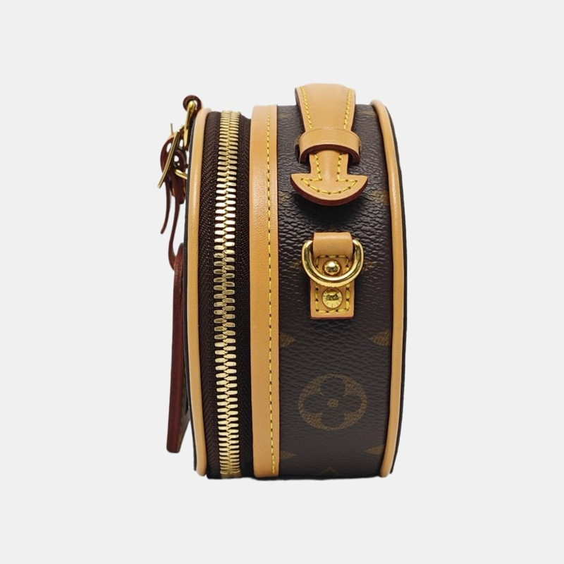 LOUIS VUITTON BOITE CHAPEAU迷你 棕色塗層帆布老花圓餅包斜背包-1