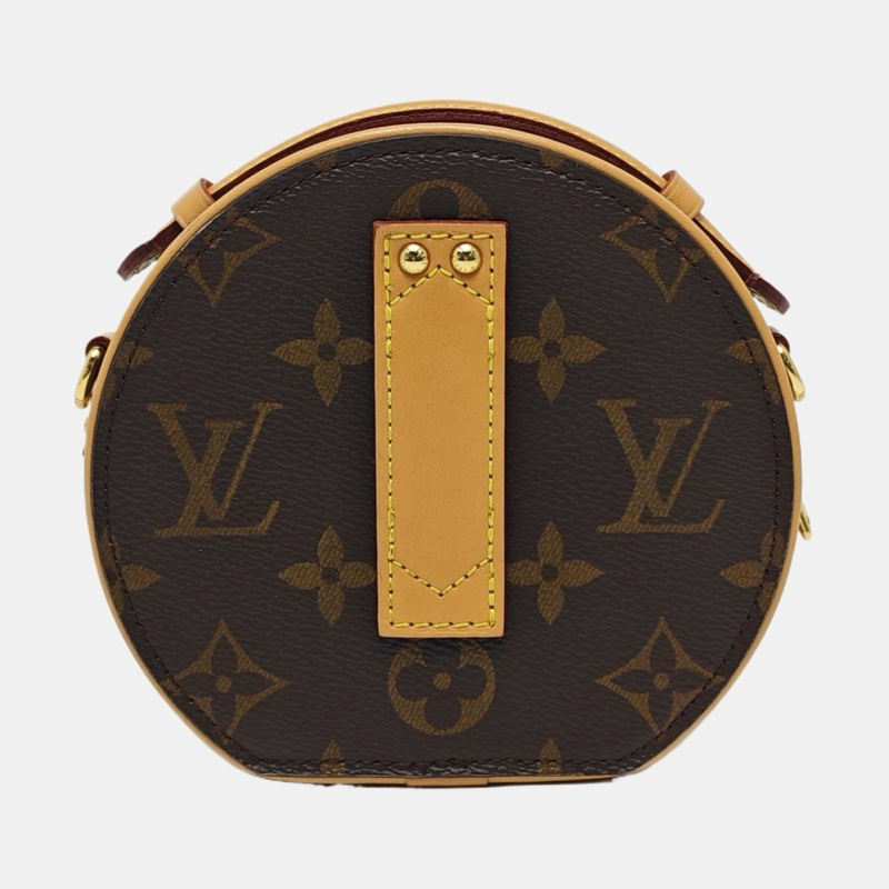 LOUIS VUITTON BOITE CHAPEAU迷你 棕色塗層帆布老花圓餅包斜背包-3