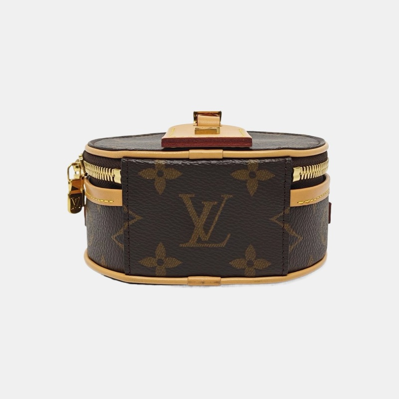 LOUIS VUITTON BOITE CHAPEAU迷你 棕色塗層帆布老花圓餅包斜背包-4