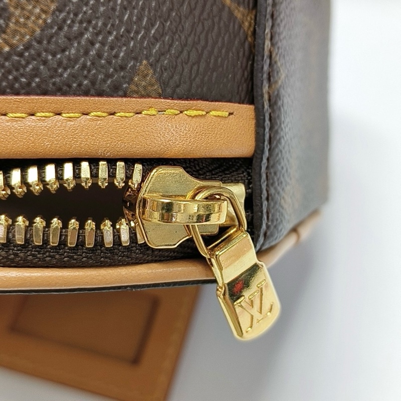 LOUIS VUITTON BOITE CHAPEAU迷你 棕色塗層帆布老花圓餅包斜背包-6