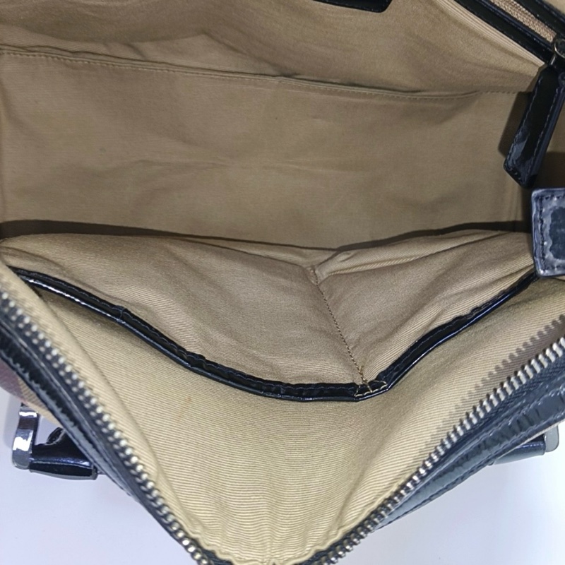 BURBERRY 卡其色塗層帆布手提包 黑色五金-5
