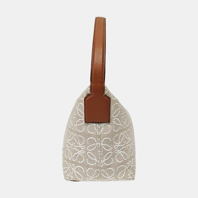LOEWE Anagram 小號 米色帆布老花提花單肩包手提包 金色五金-1