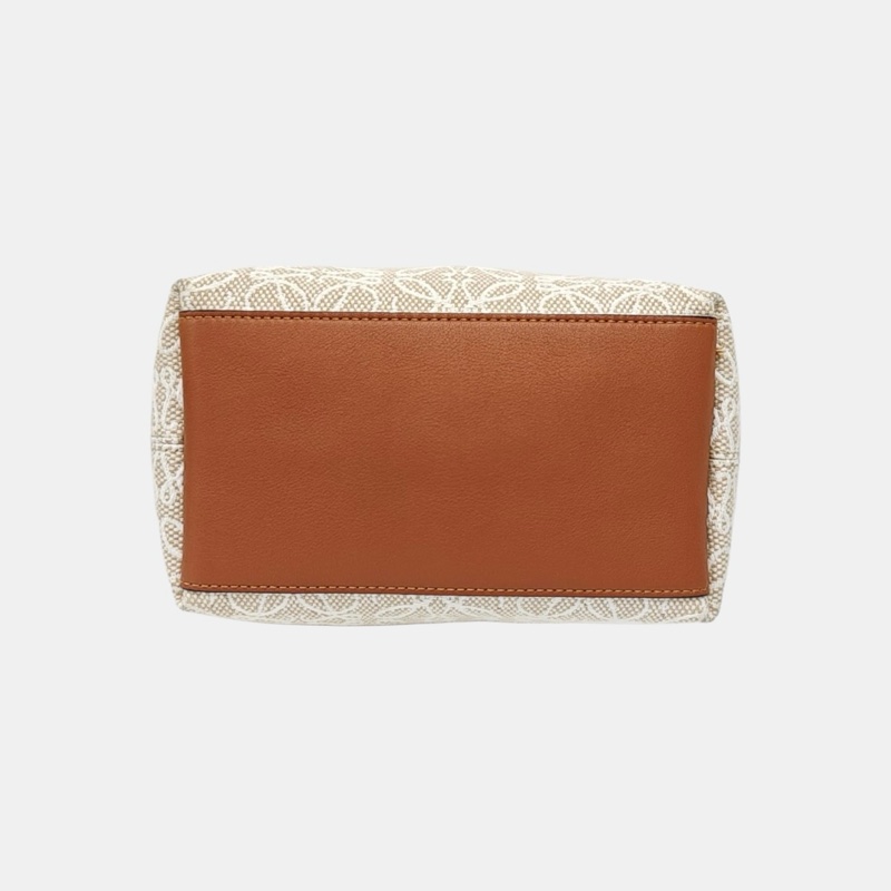 LOEWE Anagram 小號 米色帆布老花提花單肩包手提包 金色五金-4