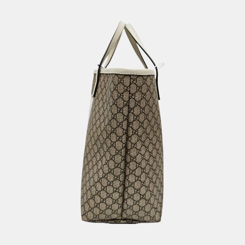 GUCCI 托特包 卡其色塗層帆布老花印花手提包-1