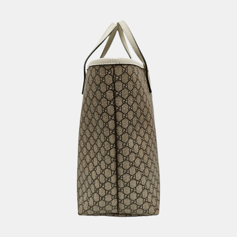 GUCCI 托特包 卡其色塗層帆布老花印花手提包-2