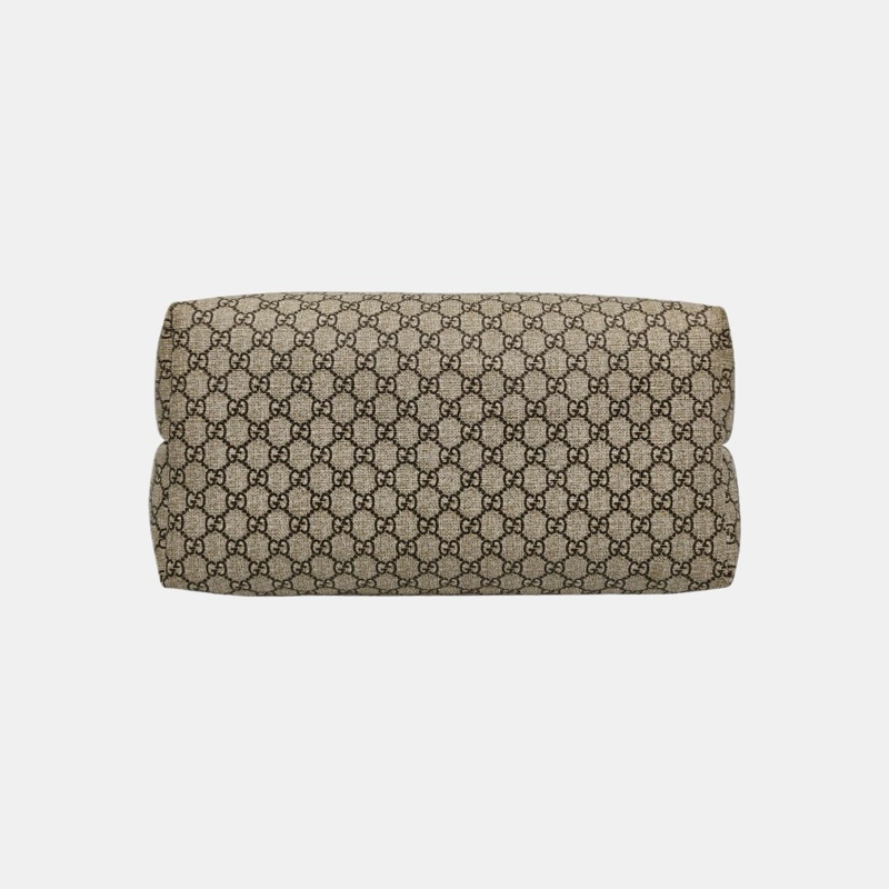 GUCCI 托特包 卡其色塗層帆布老花印花手提包-4
