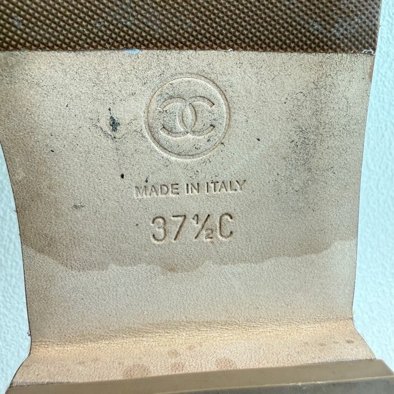 Chanel香奈兒 粉色 粗花呢雙c拖鞋 經典大logo37.5碼-7