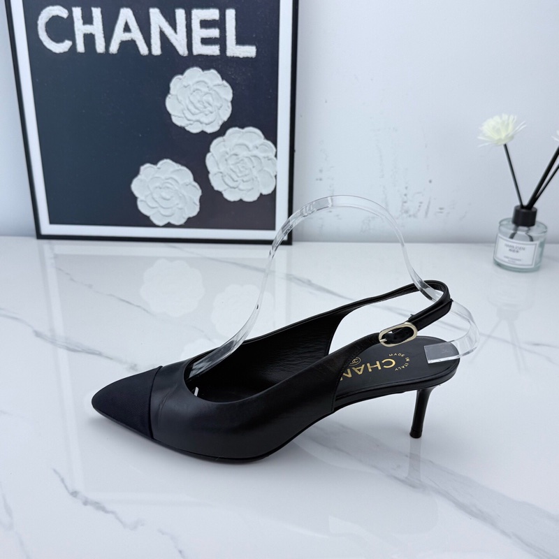 chanel香奈兒 尖頭雙C高跟鞋 38碼 已貼底🧡-5