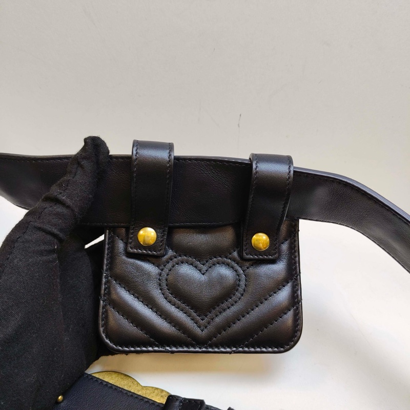 Gucci/古馳  昆蟲款黑金腰帶腰包-2