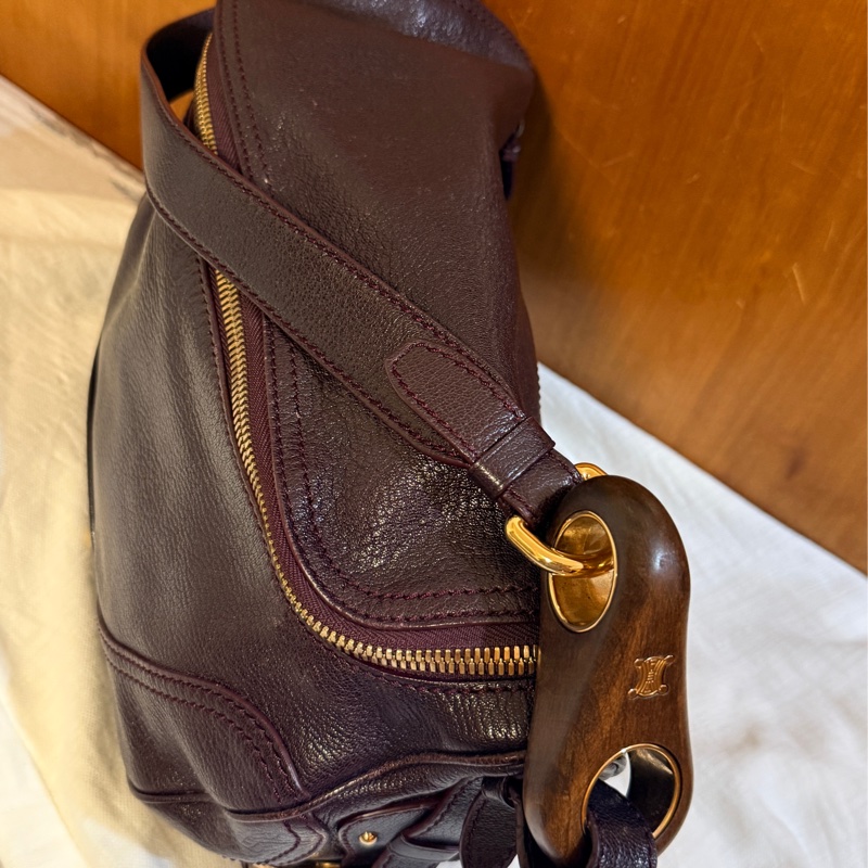 Celine 紫色皮革肩背包-1