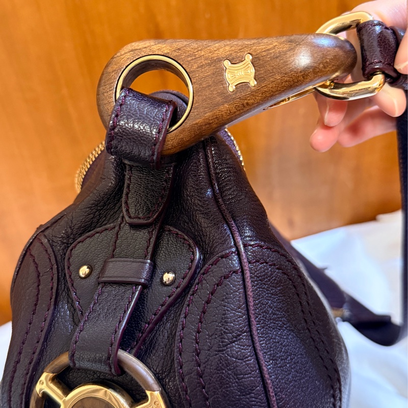 Celine 紫色皮革肩背包-4