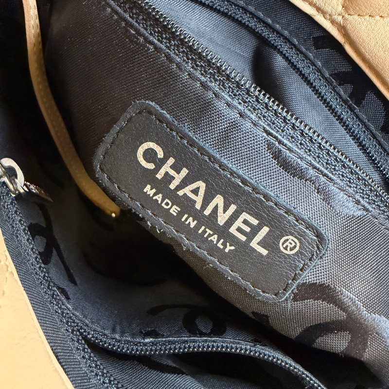 CHANEL 康朋 迷你 菜籃子 tote 奶茶色X黑色-5