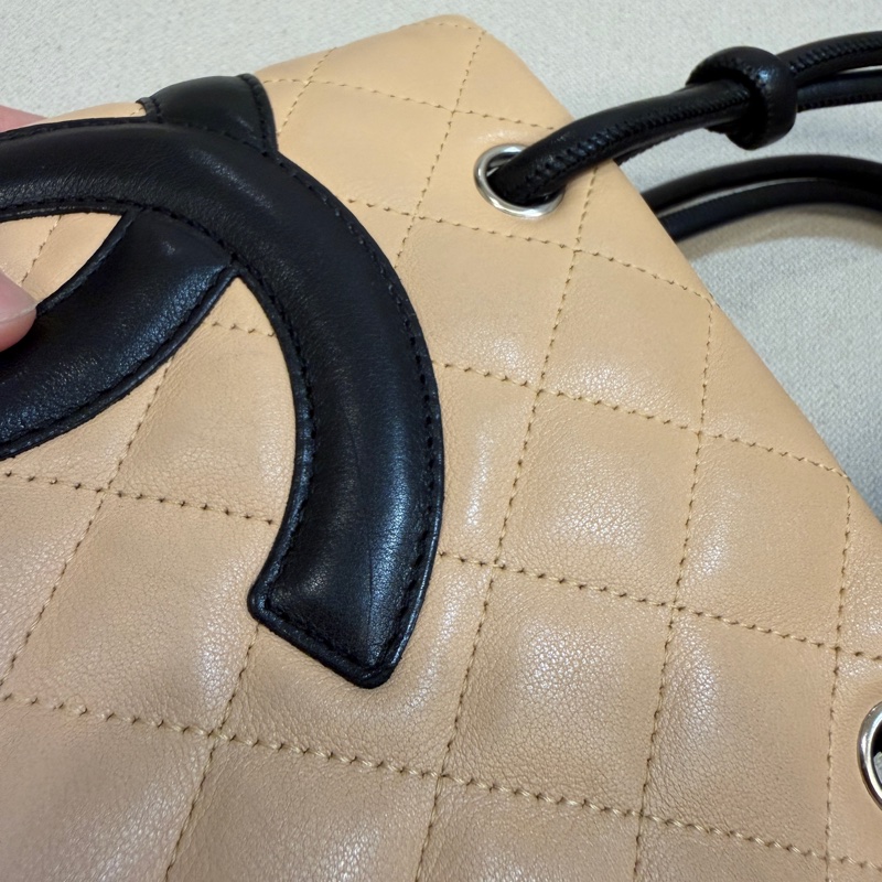 CHANEL 康朋 迷你 菜籃子 tote 奶茶色X黑色-12