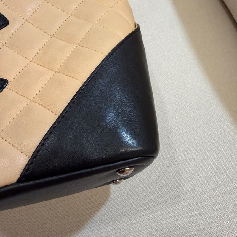 CHANEL 康朋 迷你 菜籃子 tote 奶茶色X黑色-13