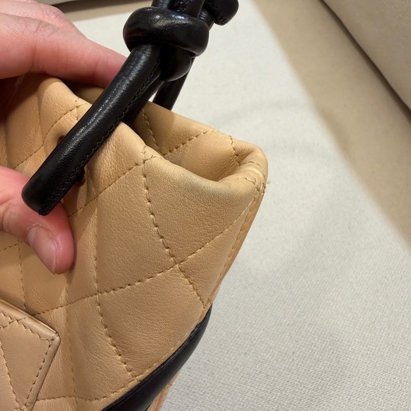CHANEL 康朋 迷你 菜籃子 tote 奶茶色X黑色-15