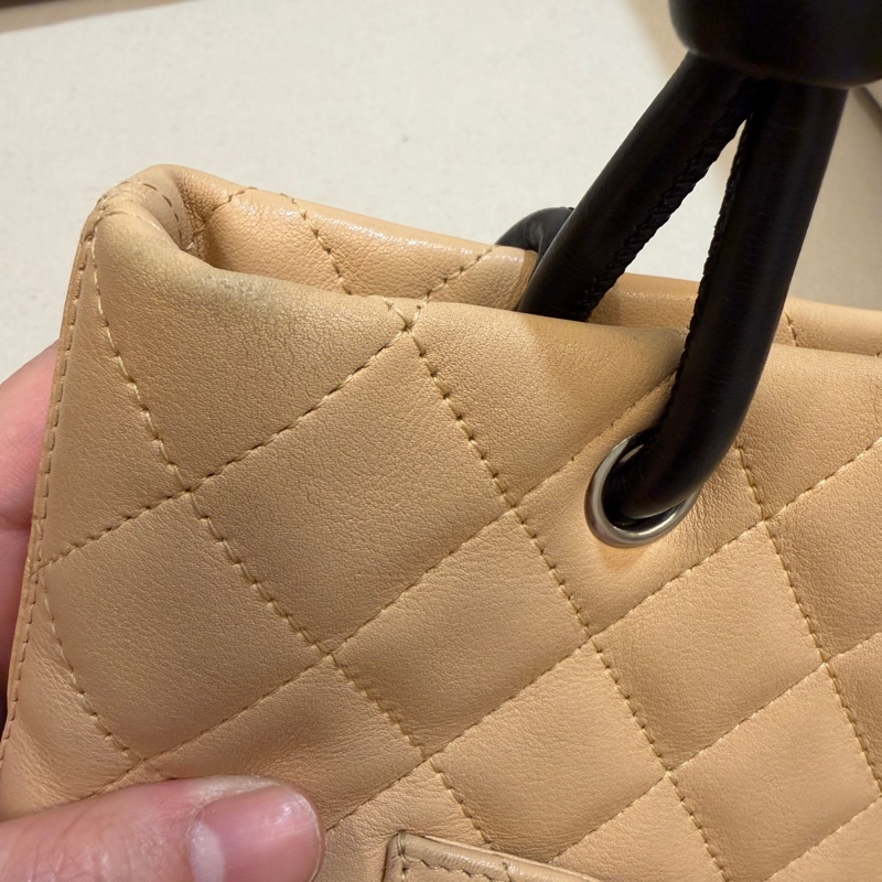 CHANEL 康朋 迷你 菜籃子 tote 奶茶色X黑色-16