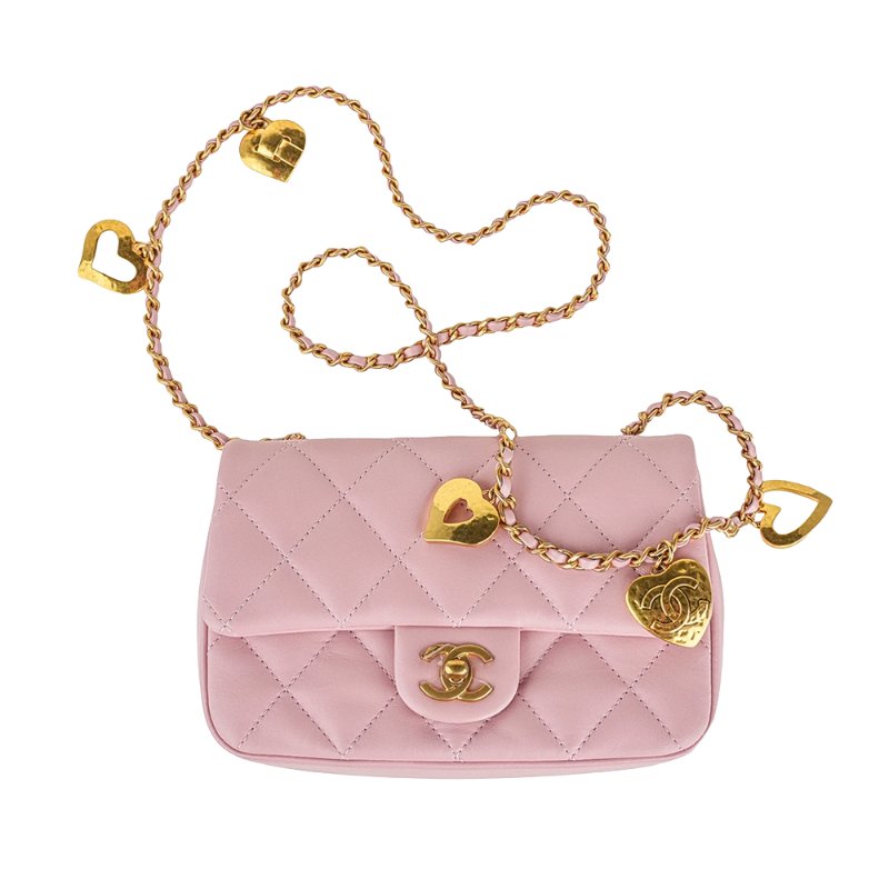 KÉSH 凱仕國際精品【限量甜美收藏款】CHANEL CF Mini 香奈兒 愛心吊墜鏈條包-0