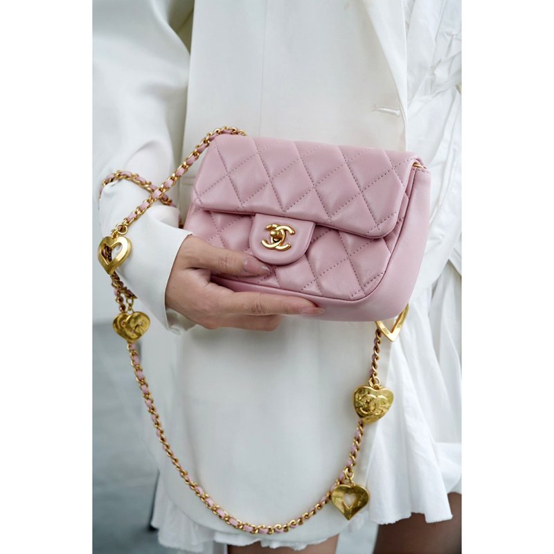 KÉSH 凱仕國際精品【限量甜美收藏款】CHANEL CF Mini 香奈兒 愛心吊墜鏈條包-1