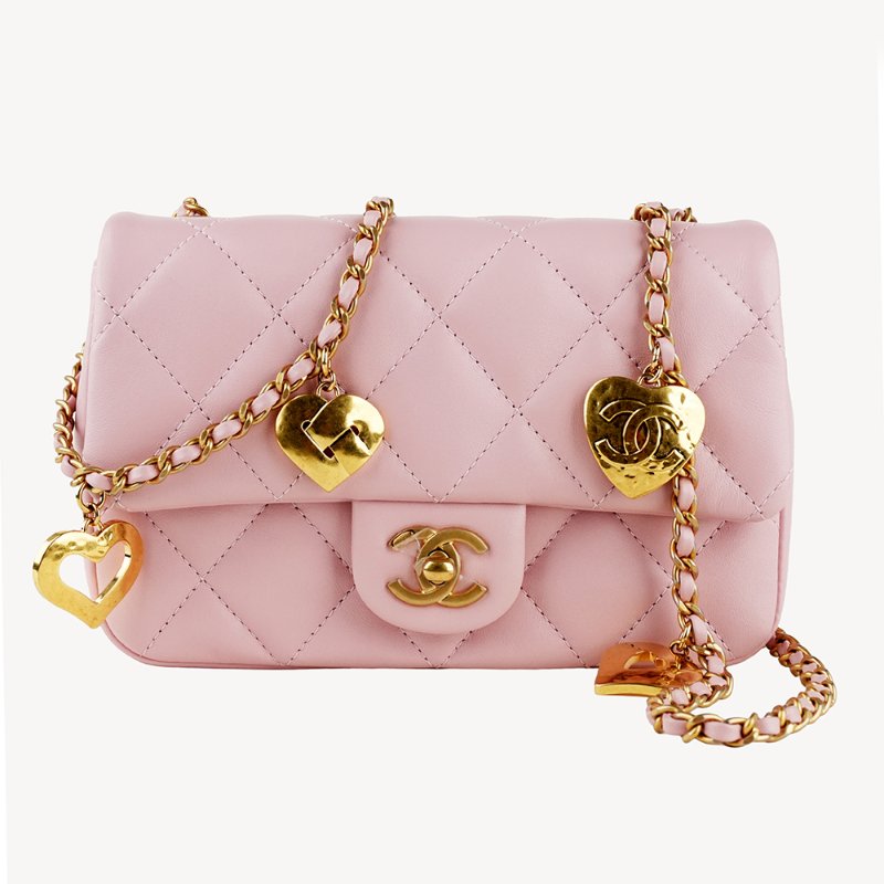 KÉSH 凱仕國際精品【限量甜美收藏款】CHANEL CF Mini 香奈兒 愛心吊墜鏈條包-3