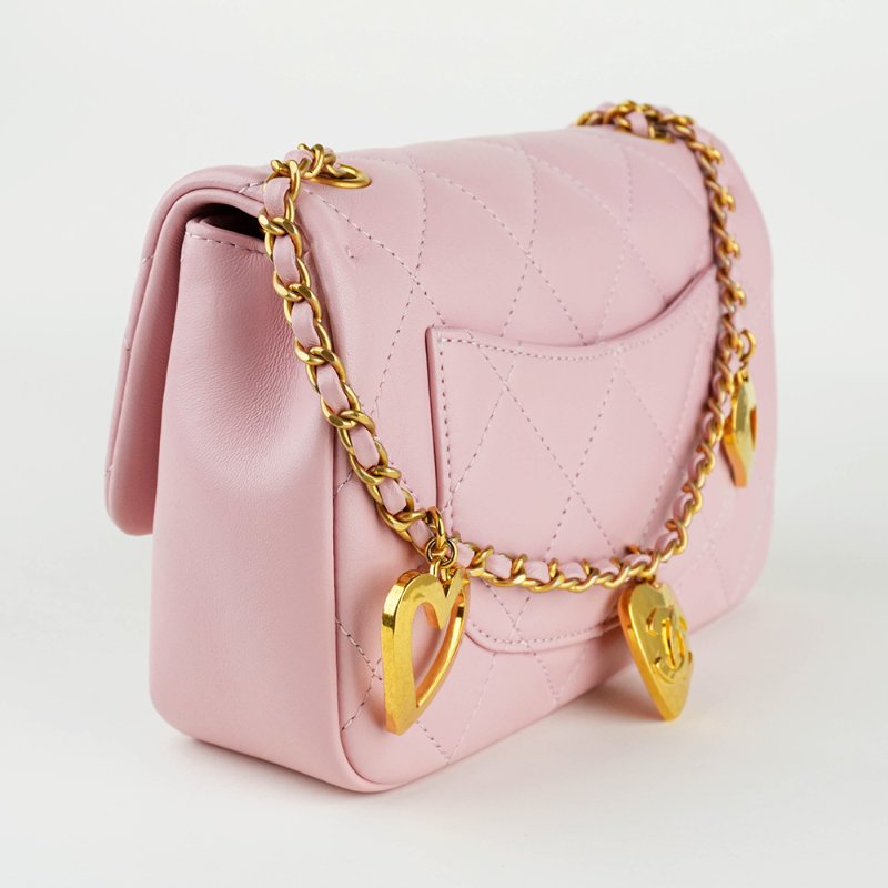 KÉSH 凱仕國際精品【限量甜美收藏款】CHANEL CF Mini 香奈兒 愛心吊墜鏈條包-6