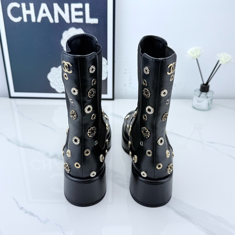 全新Chanel 香奈兒 黑金重工水鑽短靴 37碼 S印🧡-2