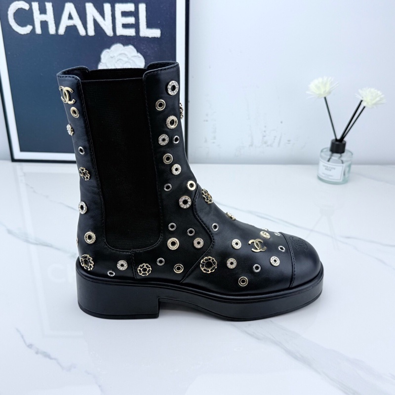 全新Chanel 香奈兒 黑金重工水鑽短靴 37碼 S印🧡-4