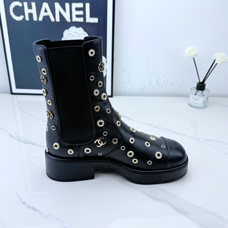 全新Chanel 香奈兒 黑金重工水鑽短靴 37碼 S印🧡-6