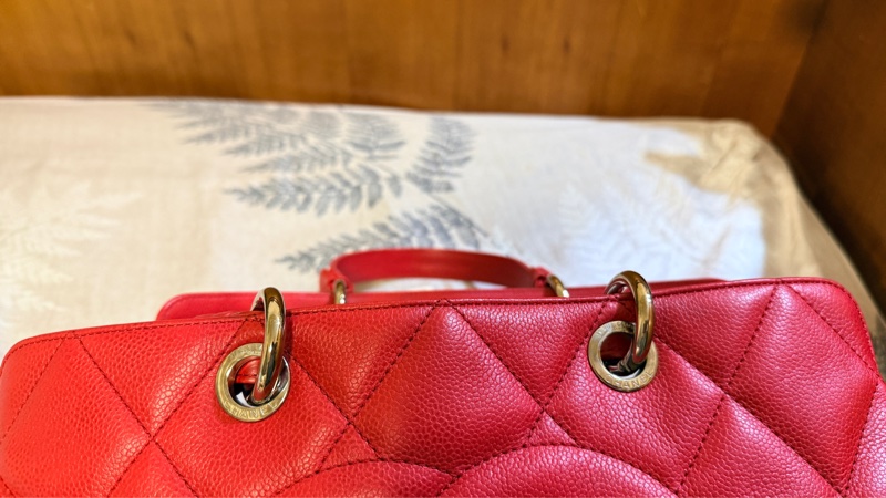 Chanel 粉色菱格紋魚子醬牛皮 CC Timeless 軟式購物袋-7