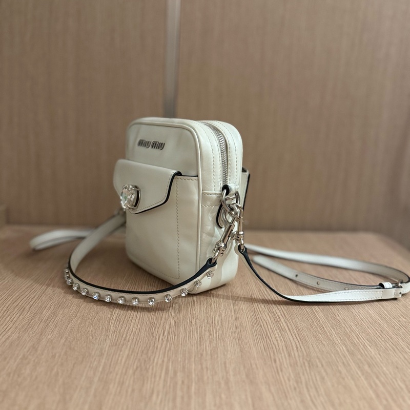 Miu Miu • 白銀限定水鑽雙肩帶相機包-6