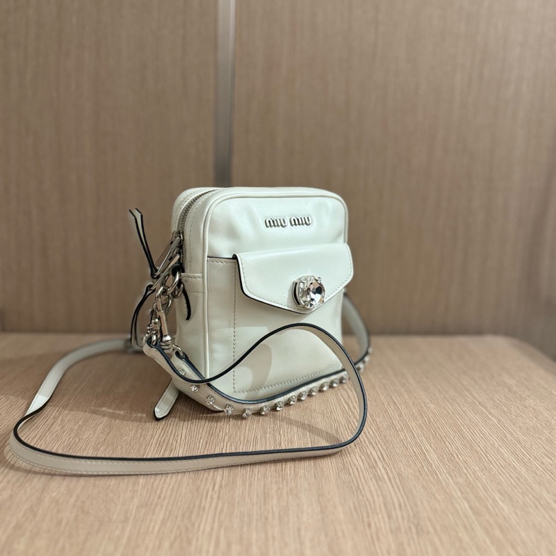 Miu Miu • 白銀限定水鑽雙肩帶相機包-8
