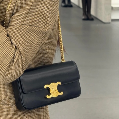✨Celine 黑金凱旋門鏈條法棍包 99新🖤